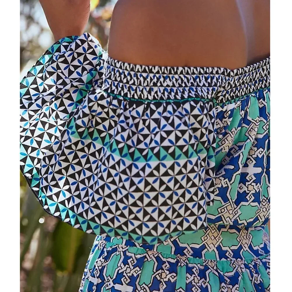 Ro's Garden | 100% Cotton Jenna Off The Shoulder Midi Dress | NWT - Picture 3 of 5